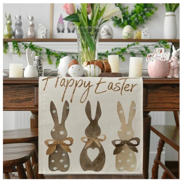 🐇 Set of 3 Easter Bunny rabbit rustic table runners. Carrots, eggs, eucalyptus. - Picture 6 of 14